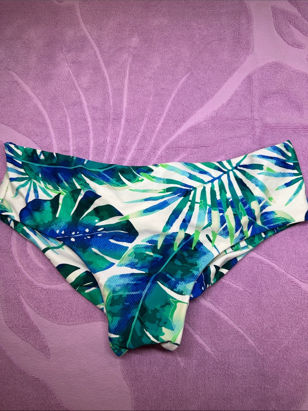 Fused Hawaii Tropical Leaf Kona Bikini Bottom - Green/Blue
